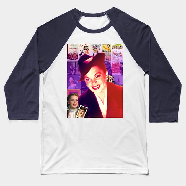 Judy Garland Collage Portrait Baseball T-Shirt by Dez53